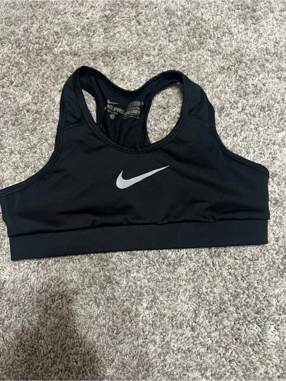 Nike Black Racerback Sports Bra with White Swoosh
